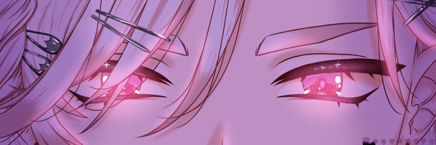 1boy, eye_banner_(trend), first_stage_production, glowing, glowing_eyes, hair_ornament, hairpin, liron_lockheart