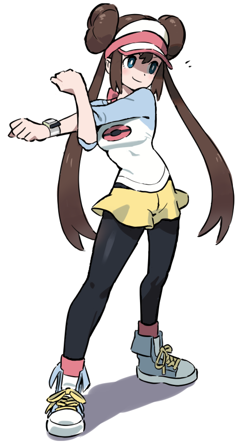 1girl, asdf_4532, black_pantyhose, blue_eyes, breasts, brown_hair, cross-body_stretch, double_bun