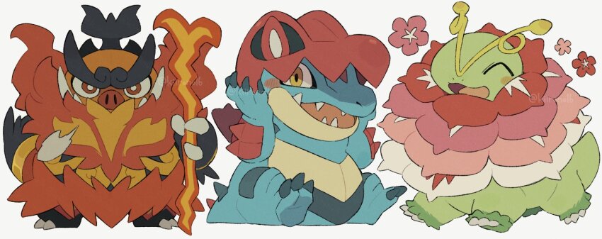 ^_^, antennae, arms_up, blue_skin, claws, closed_eyes, colored_skin, commentary_request