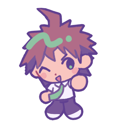 1boy, ahoge, blush, blush_stickers, brown_hair, catp0sse, chibi, chibi_only