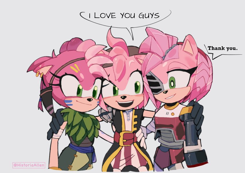3girls, absurdres, amy_rose, black_rose_(sonic_prime), green_eyes, highres, multiple_girls, rusty_rose, sonic_(series), thorn_rose