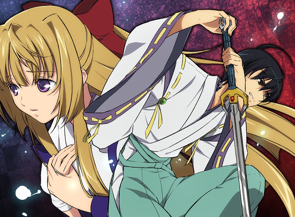 00s, 1boy, 1girl, bad_id, bad_pixiv_id, bandages, black_hair, blonde_hair