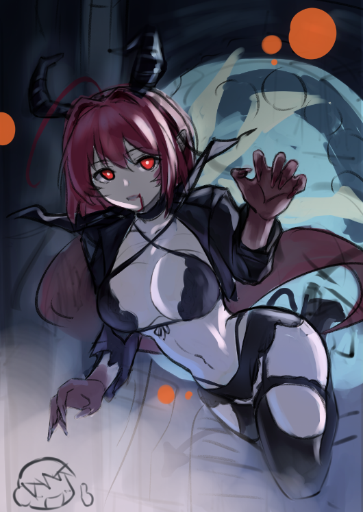 1boy, 1girl, ahoge, blood, blood_from_mouth, breasts, chibi, chibi_inset