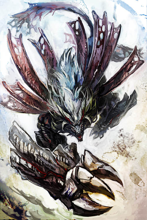 10s, aragami, claws, god_eater, god_eater_2:_rage_burst, horns, inadaokiki, marduk, marduk_(god_eater), monster, no_humans, sharp_teeth, solo, tail, teeth