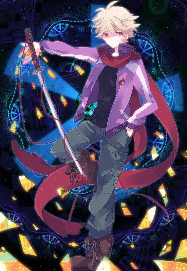 10s, 1boy, bad_id, bad_pixiv_id, blonde_hair, boots, ivan_karelin, jacket