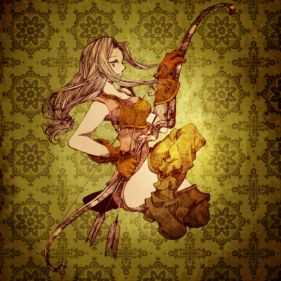 ankoro, archer_(fft), blonde_hair, boots, bow_(weapon), final_fantasy, final_fantasy_tactics, gloves