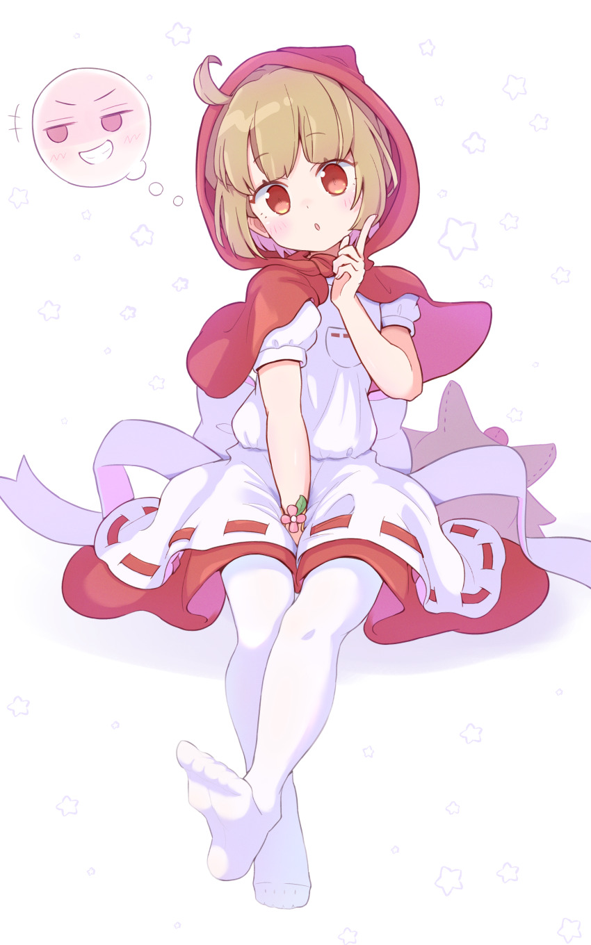 1girl, absurdres, ahoge, animal_ear_hood, between_legs, blush, breast_pocket, brown_hair