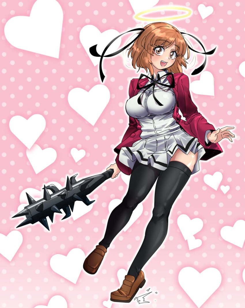 1girl, absurdres, blush, bokusatsu_tenshi_dokuro-chan, breasts, brown_eyes, brown_hair, club