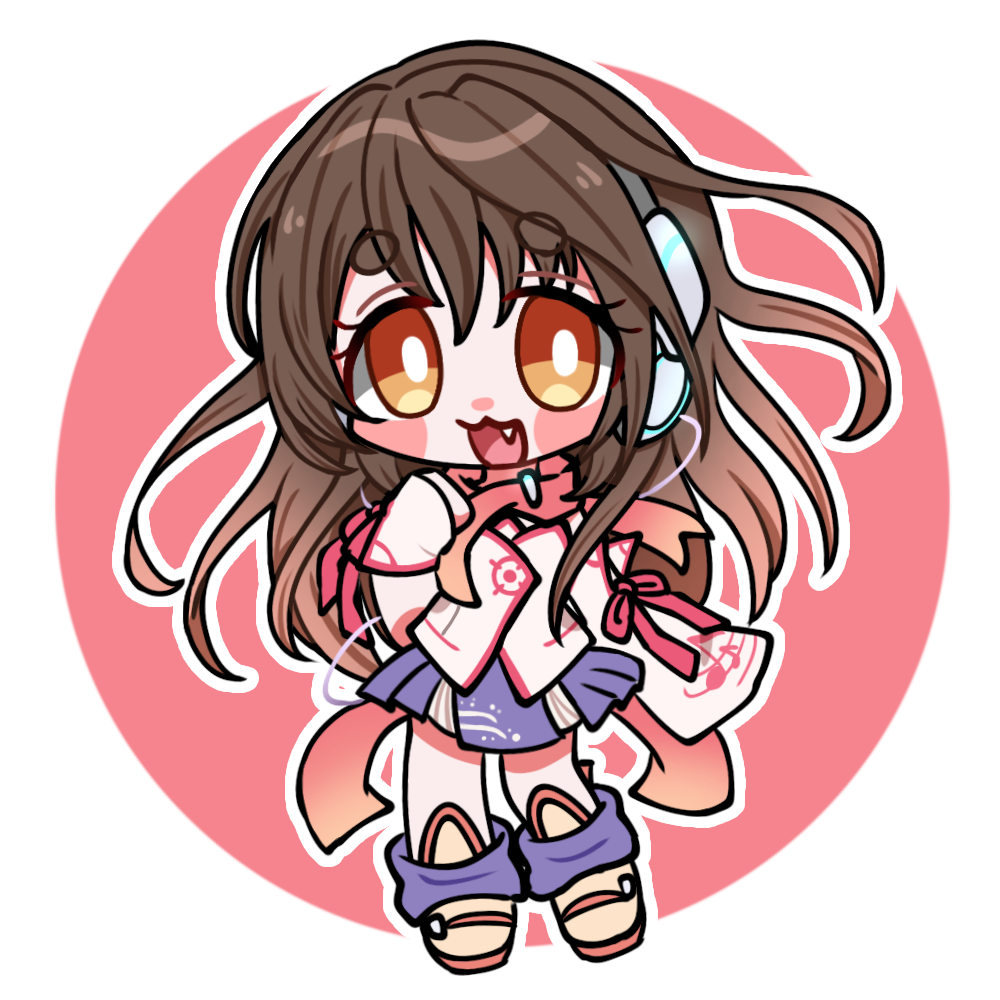 1girl, :3, asymmetrical_sleeves, blush_stickers, boots, brown_hair, chibi, chibi_only