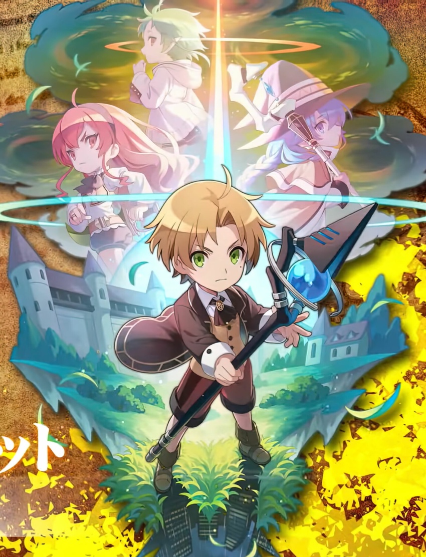 ahoge, aqua_heartia, blue_hair, braid, building, castle, chibi, city_lights