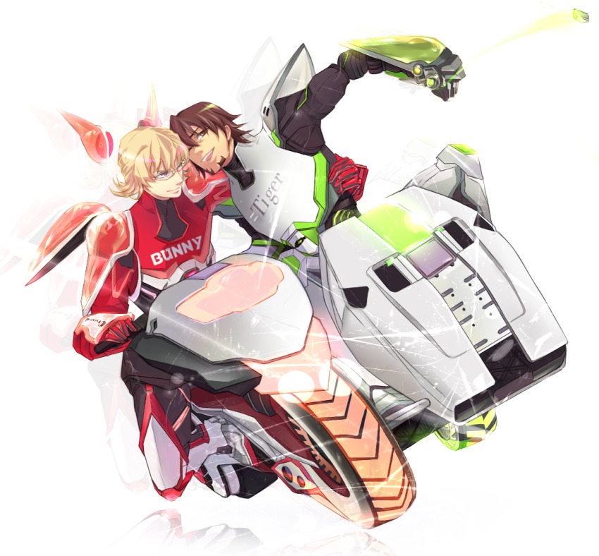 10s, 2boys, armor, barnaby_brooks_jr., blonde_hair, brown_eyes, brown_hair, facial_hair