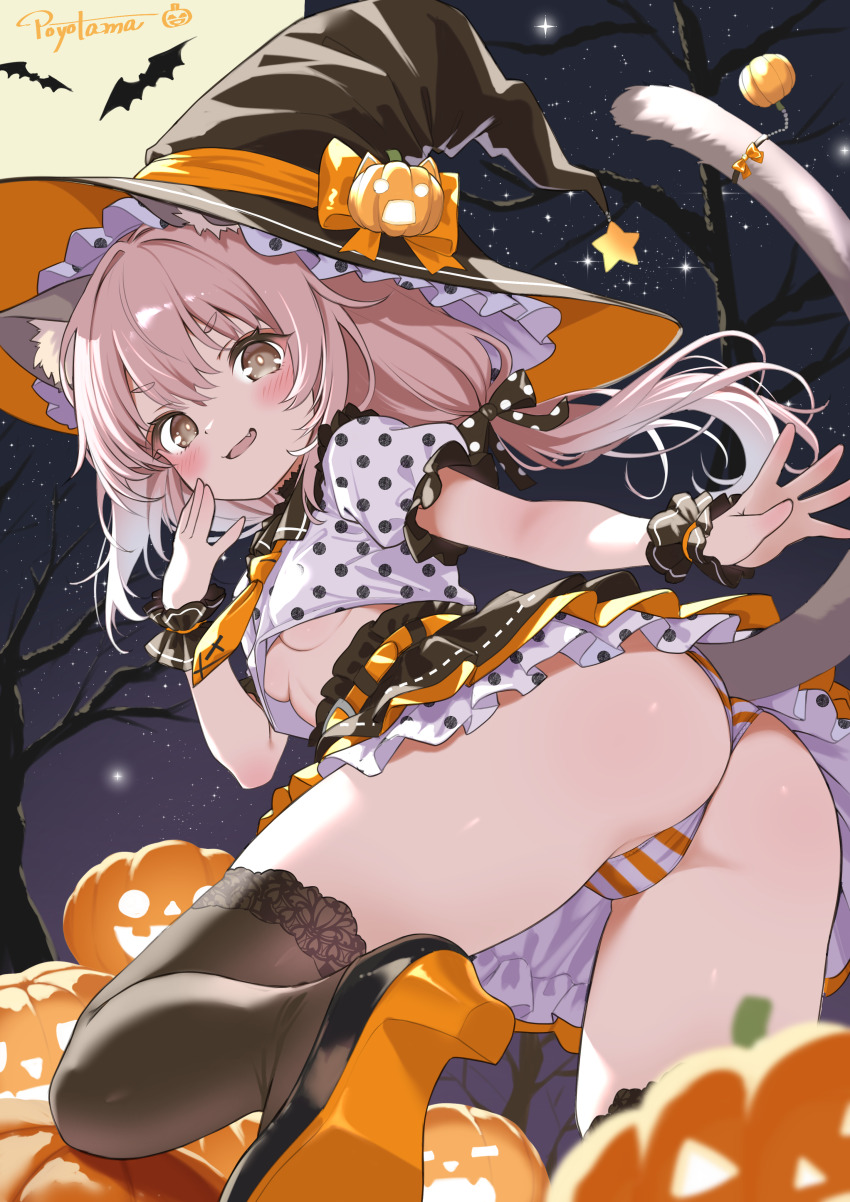 1girl, absurdres, animal_ear_fluff, animal_ears, black_bow, black_hat, black_nails, black_shoes