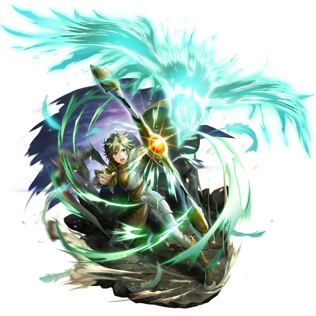 1boy, :o, animal, armor, armored_boots, armored_bridal_gauntlets, artist_request, aura, bird, blonde_hair, boots, bow_(weapon), bridal_gauntlets, brown_boots, brown_bridal_gauntlets, brown_tunic, cape, collared_tunic, curtained_hair, dust_cloud, energy_animal, firing, full_body, game_cg, green_cape, green_eyes, hand_up, high_collar, holding, holding_bow_(weapon), holding_weapon, kawasumi_itsuki, knee_boots, legendary_bow_(small_bow)_(tate_no_yuusha_no_nariagari), legendary_bow_(tate_no_yuusha_no_nariagari), light_particles, light_smile, long_sleeves, looking_at_viewer, male_focus, messy_hair, muneate, official_art, open_mouth, pants, parted_bangs, pauldrons, shirt, short_hair, shoulder_armor, sidelocks, simple_background, single_pauldron, sleeveless_tunic, solo, tate_no_yuusha_no_nariagari, tate_no_yuusha_no_nariagari_rerise, teeth, tongue, transparent_background, tunic, turtleneck_tunic, upper_teeth_only, v-shaped_eyebrows, weapon, white_pants, white_shirt