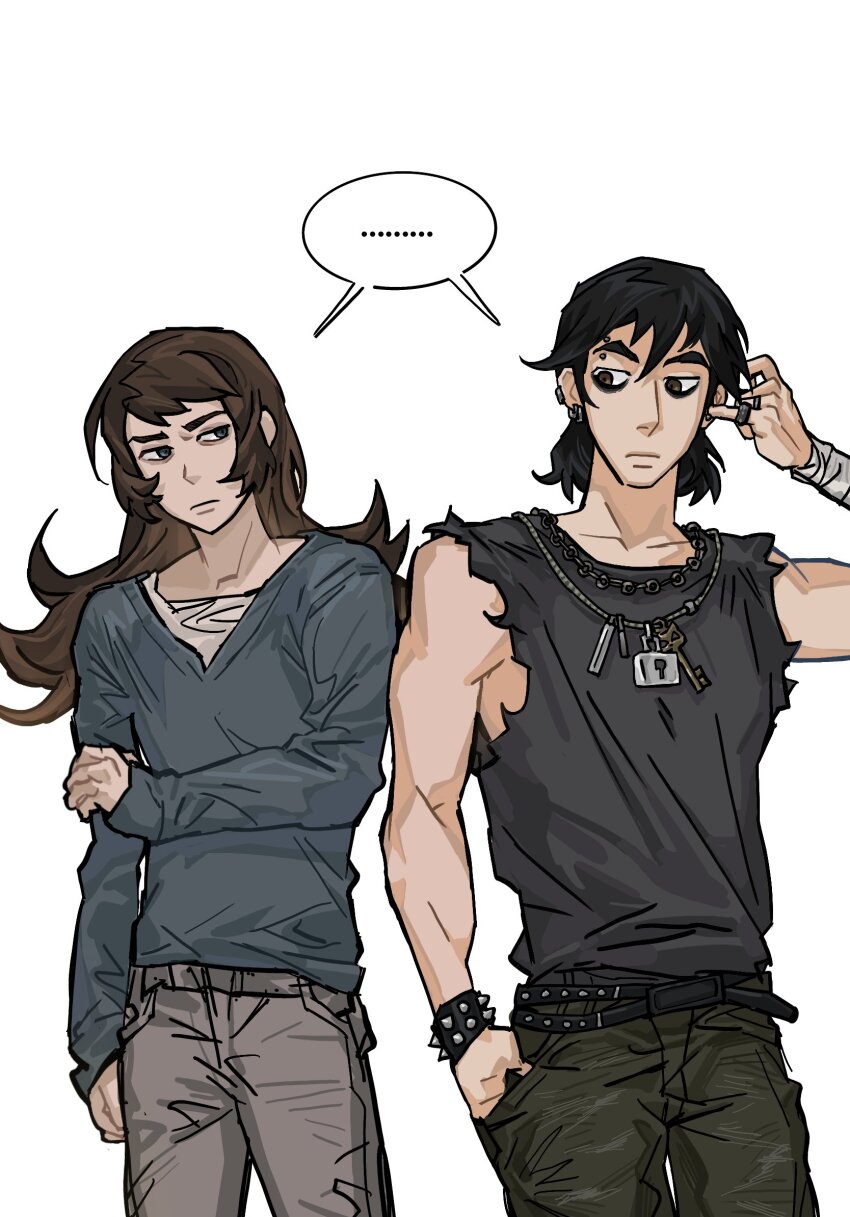 ..., 2boys, abaddon_(haunted_hotel), abaddon_(human)_(haunted_hotel), aged_up, ben_10, black_hair, black_shirt