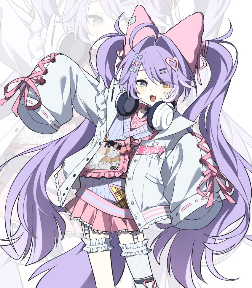 1girl, :3, absurdres, aran_sweater, asymmetrical_legwear, bag, blue_eyes, blue_sweater