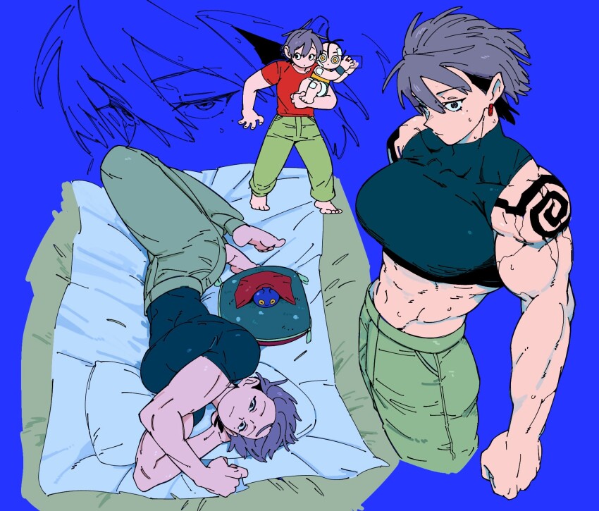 1girl, abs, breasts, highres, kirima_(peke07777), large_breasts, muscular, muscular_female