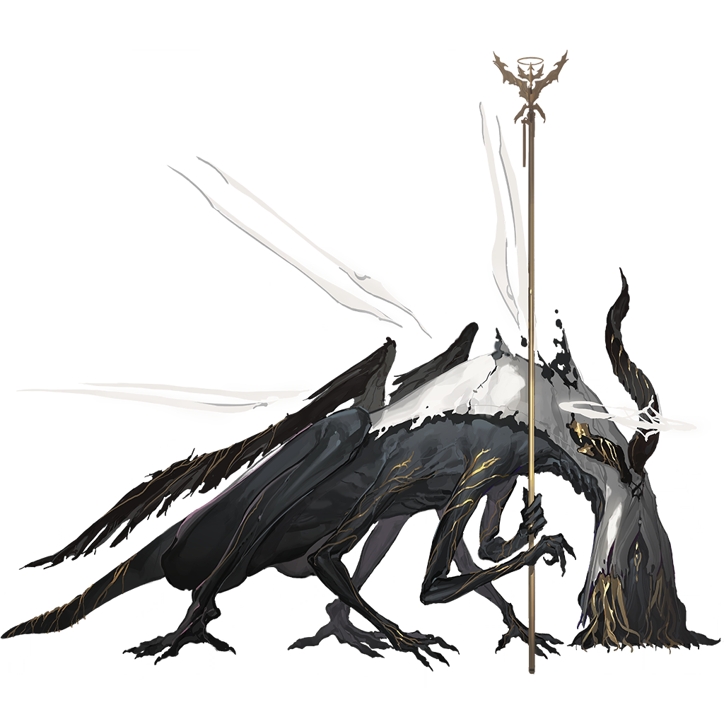 1other, arknights, azling, broken_horn, demon_horns, detached_wings, energy_wings, extra_arms