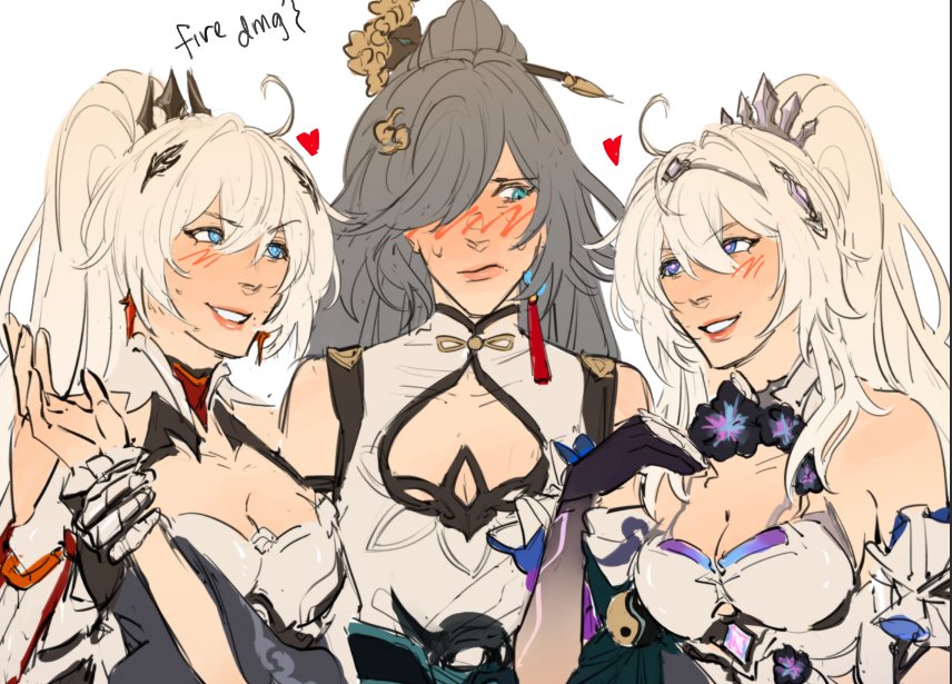 ahoge, bare_shoulders, blue_eyes, blush, breasts, cellysticks, chinese_hairpin, cleavage