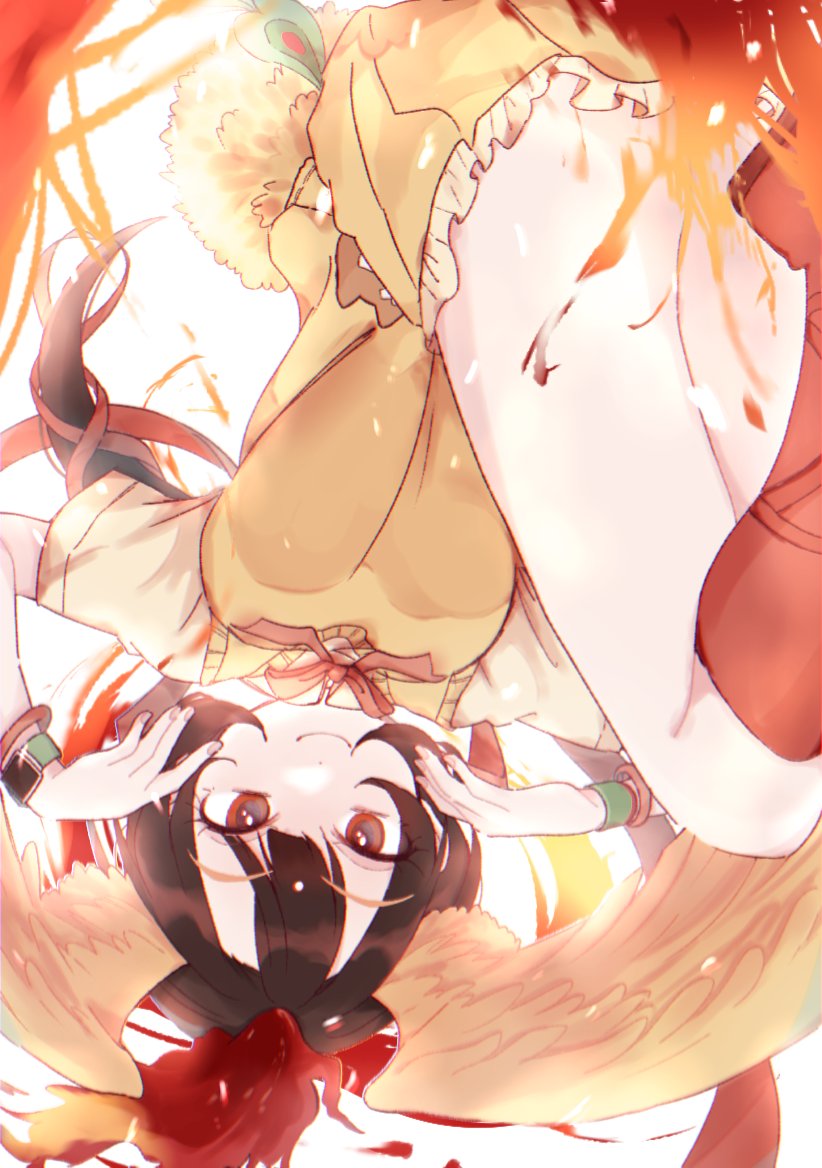 03sa40, 1girl, bird_girl, bird_tail, bird_wings, black_eyes, black_hair, boots