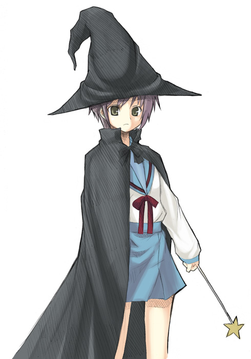 00s, cape, hat, nagato_yuki, school_uniform, serafuku, solo, souzan_kurasuke