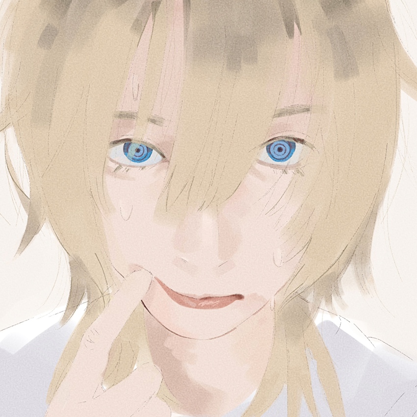 bukito, chainsaw_man, fami_(chainsaw_man), famine_devil_(chainsaw_man), forced_smile, highres, nervous_sweating, sweat