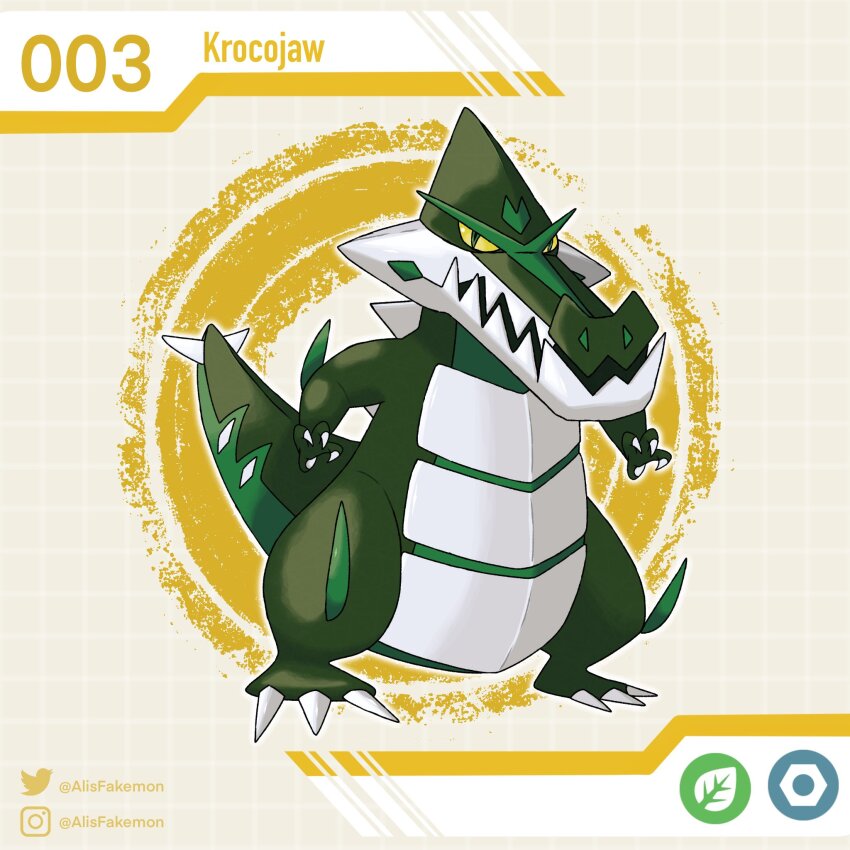 alisfakemon, artist_name, character_name, colored_sclera, colored_skin, crocodilian, fakemon, full_body