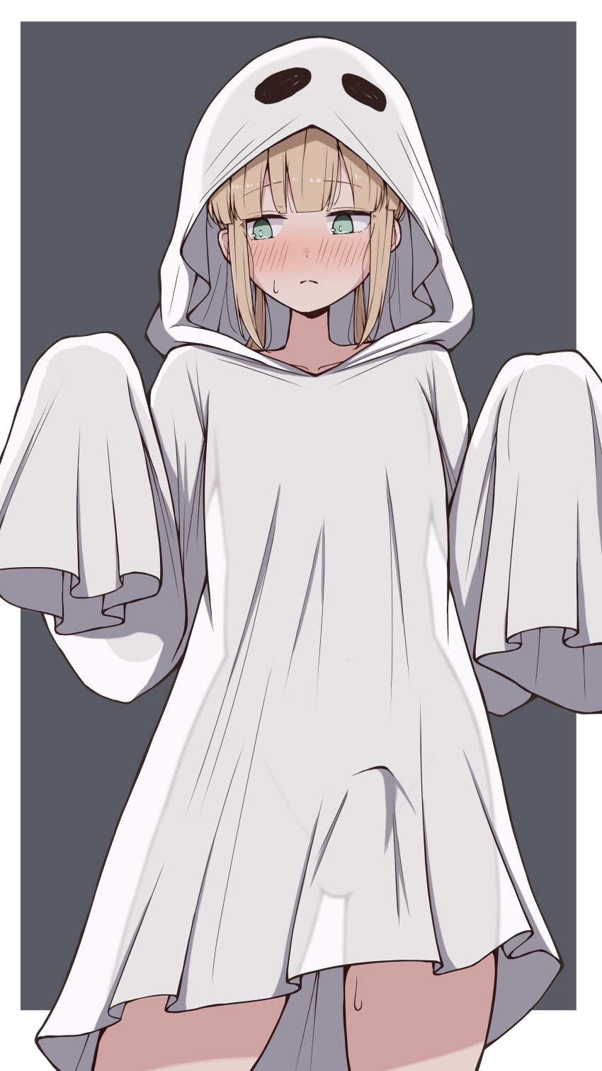 1boy, absurdres, alternate_costume, androgynous, averting_eyes, azuki_(ne_4zk), blonde_hair, blunt_ends