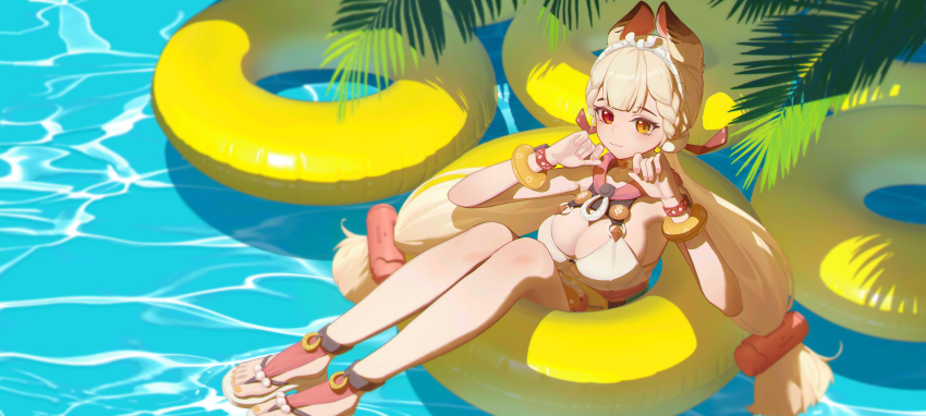 1girl, absurdres, afloat, alice_thymefield, alice_thymefield_(sea_of_thyme), animal_ears, bare_shoulders, blonde_hair