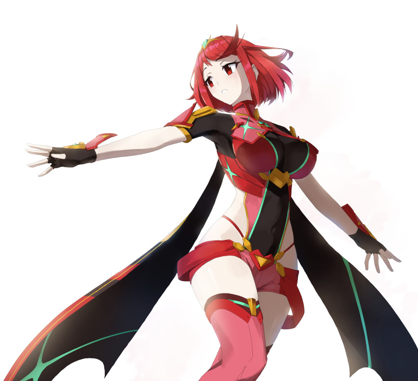 1girl, bare_shoulders, breasts, cowboy_shot, highleg, highres, large_breasts, pyra_(xenoblade)