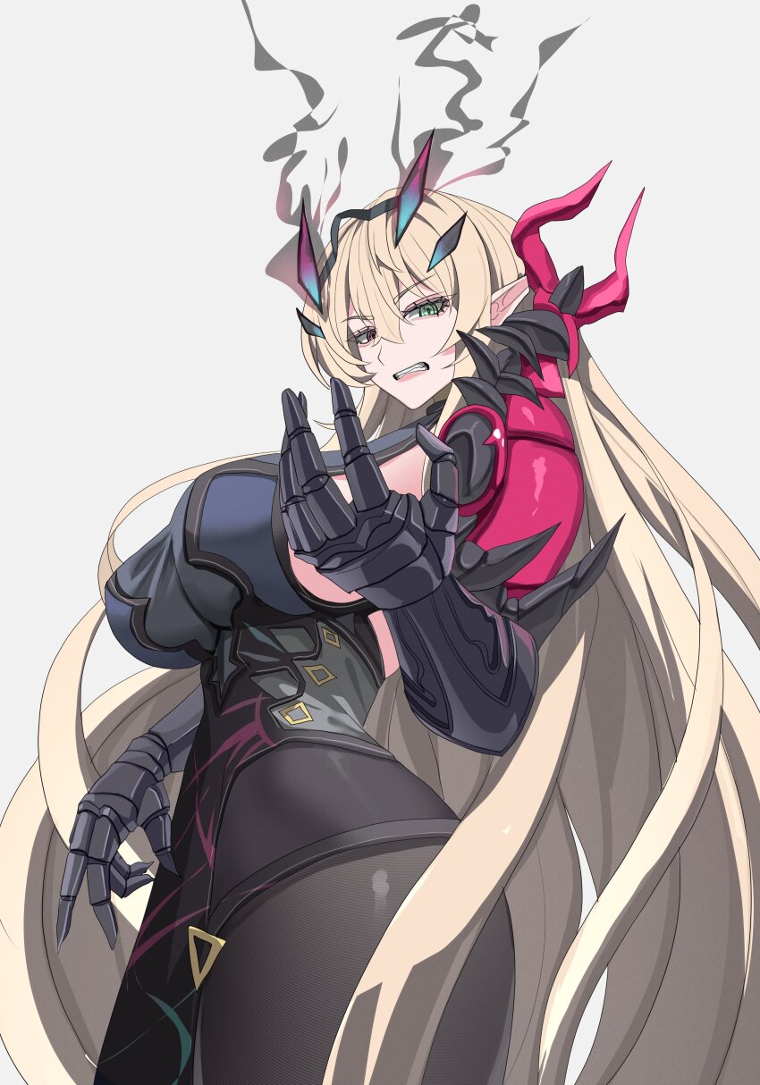 1girl, absurdres, armor, barghest_(fate), barghest_(second_ascension)_(fate), black_dress, blonde_hair, breasts