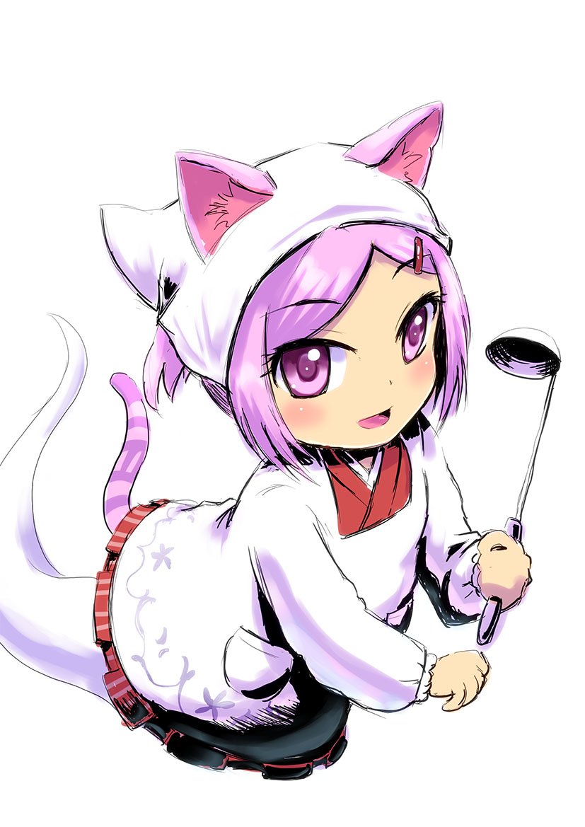 1girl, animal_ears, apron, cat_ears, cat_girl, cat_tail, emil_chronicle_online, ghost_girl