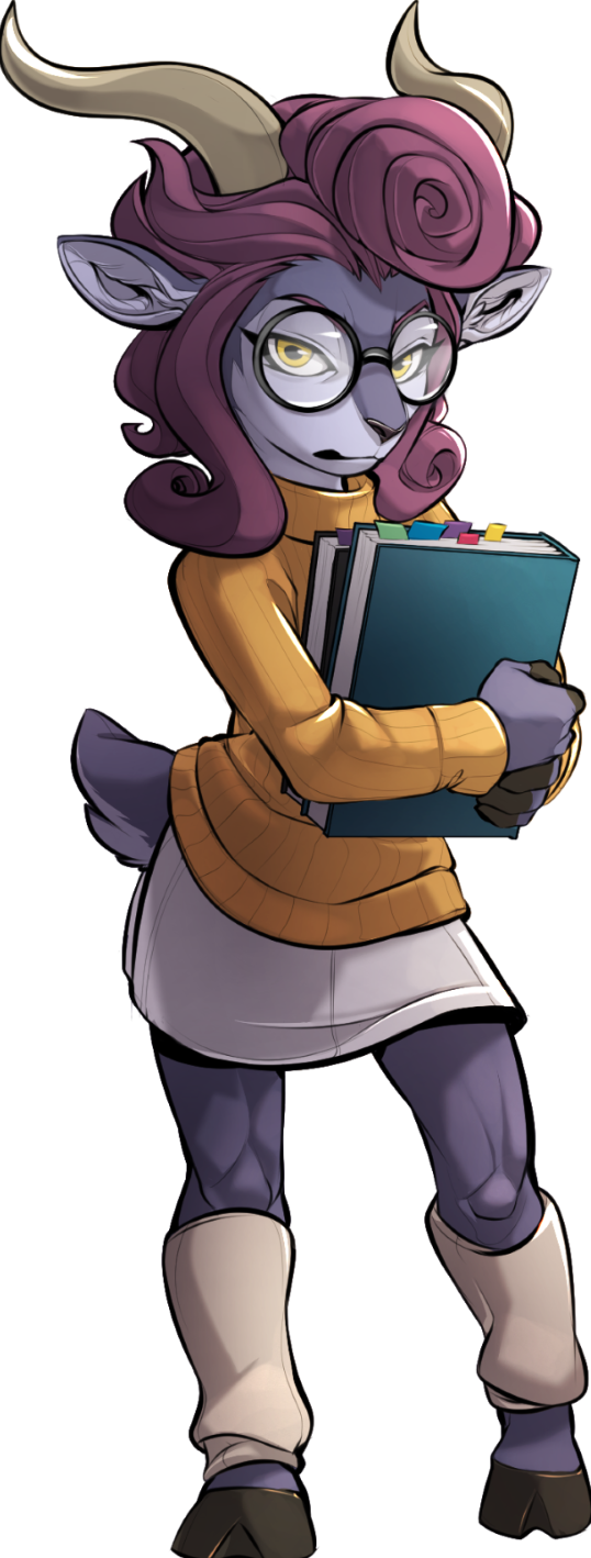 1girl, absa_(rivals_of_aether), animal_ears, black-framed_eyewear, book, bookmark, closed_mouth, commentary