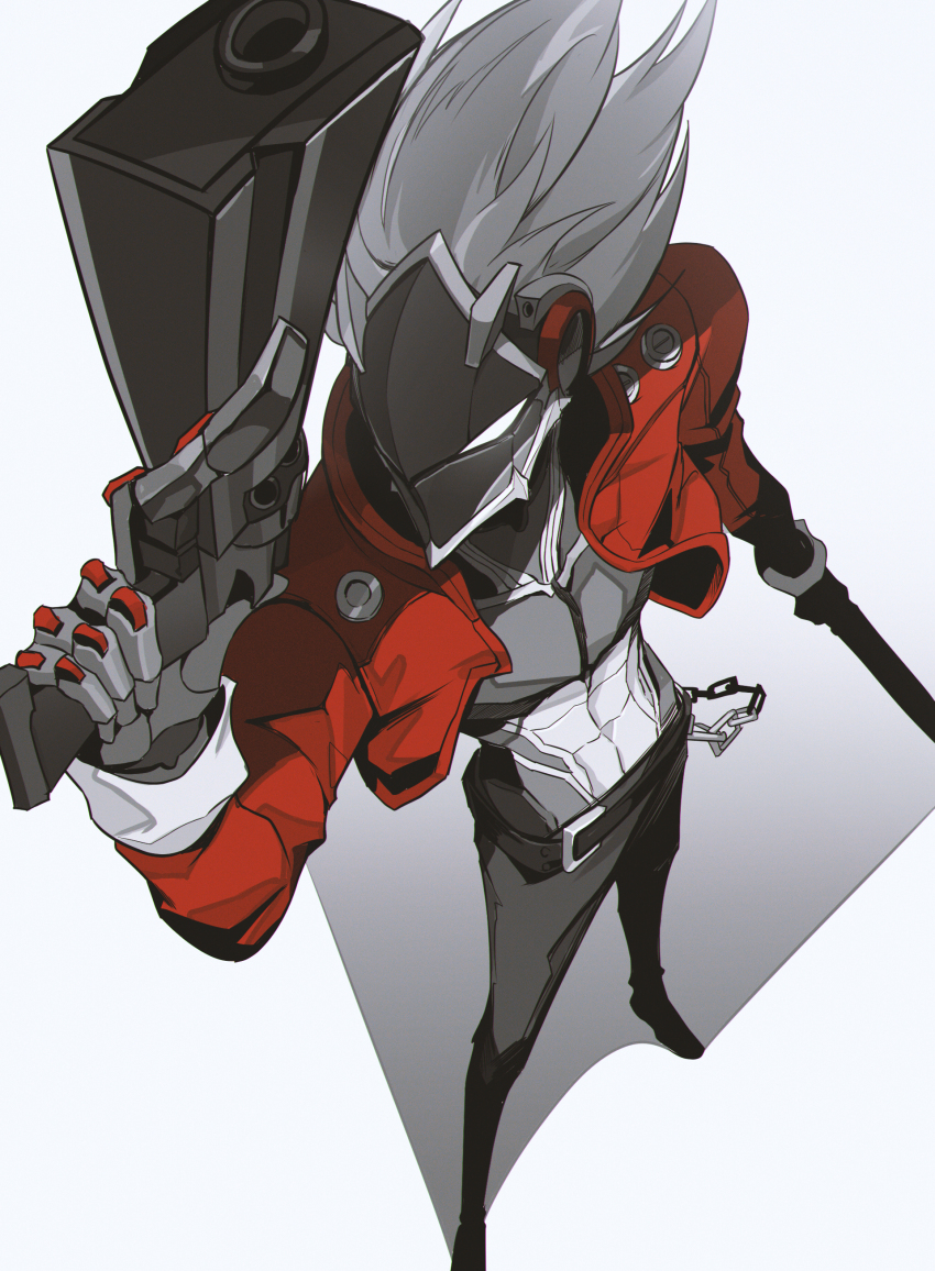 1boy, absurdres, artificial_eye, belt, billy_kid, black_pants, black_shoes, clothed_robot