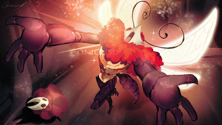 1boy, 1girl, :o, absurdres, antennae, arthropod_boy, arthropod_girl, black_skin