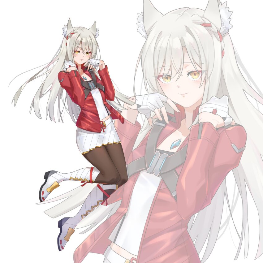 1girl, animal_ear_fluff, animal_ears, blush, boots, cat_ears, cat_girl, commentary