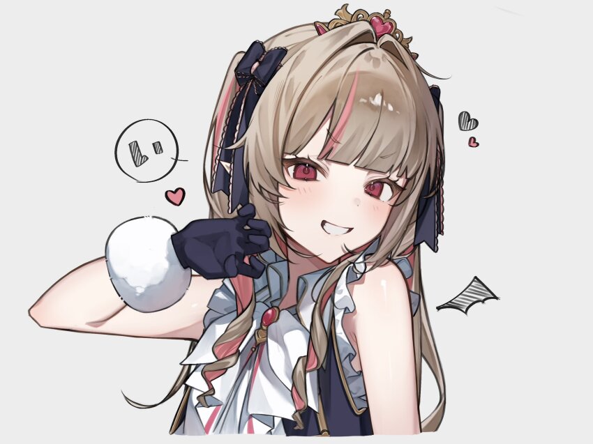 1girl, bare_arms, benichaaa, black_gloves, black_ribbon, black_vest, black_wings, blunt_bangs