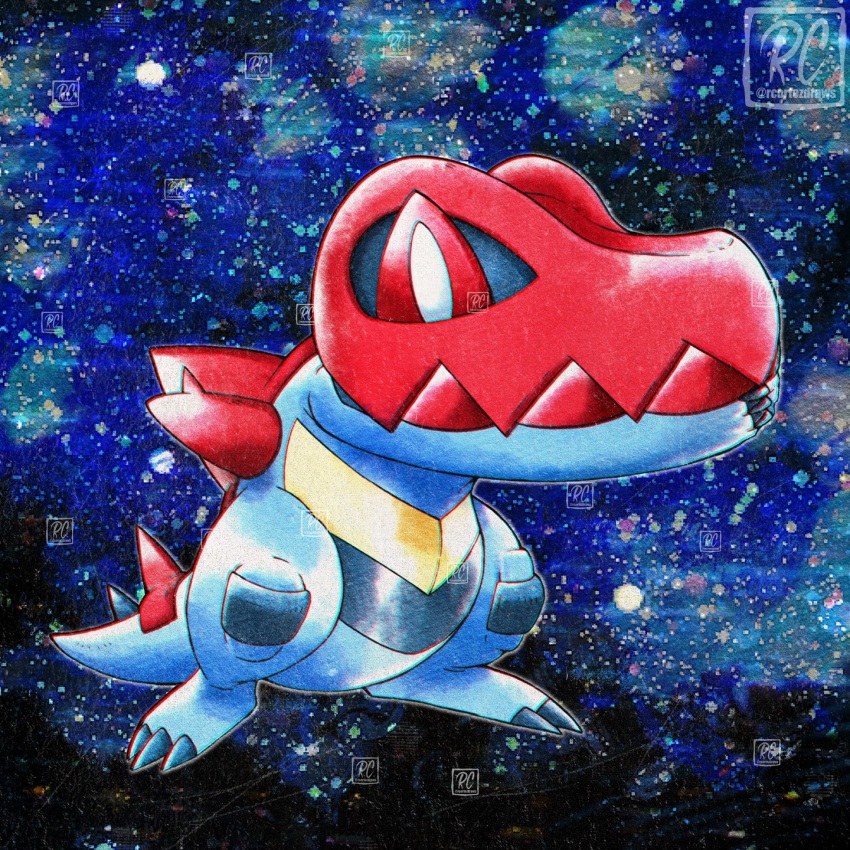 feraligatr, gen_2_pokemon, highres, mega_feraligatr, mega_pokemon, nintendo, painting_(medium), pokemon