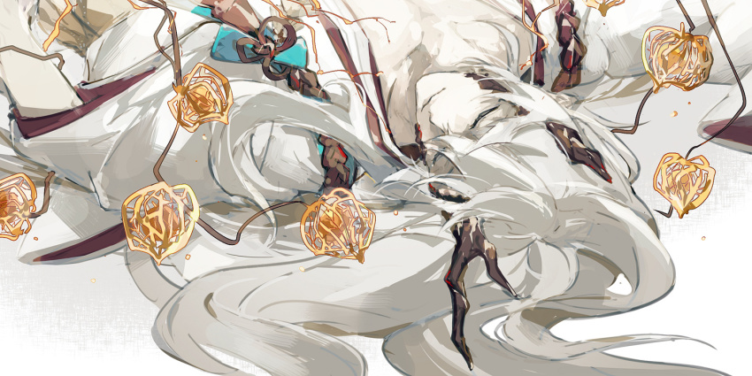 1boy, closed_eyes, hair_between_eyes, hair_ornament, horns, ibaraki_douji_(onmyoji), japanese_clothes, long_hair