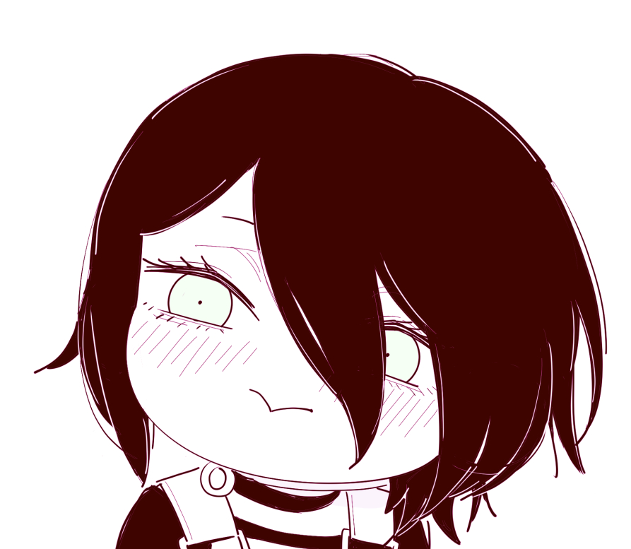 1girl, :>, apron, chainsaw_man, chibi, chibi_only, choker, closed_mouth