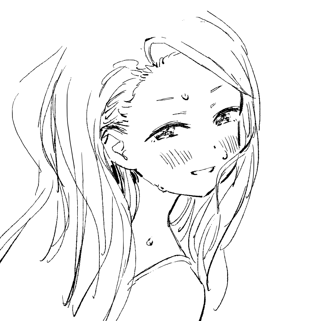 1girl, blush, greyscale, kamiina_botan_yoeru_sugata_wa_yuri_no_hana, kitamori_yaeka, monochrome, nazo_no_anime-dan, parted_lips