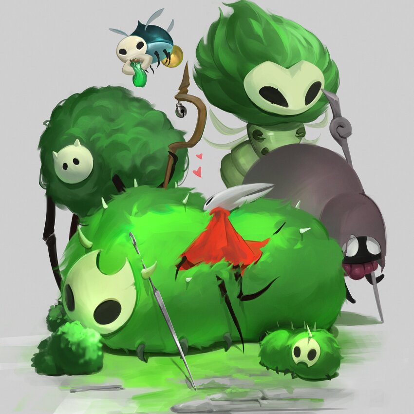 aknid_(hollow_knight), arthropod_girl, beads, bell, black_eyes, black_skin, blank_eyes, brown_cloak