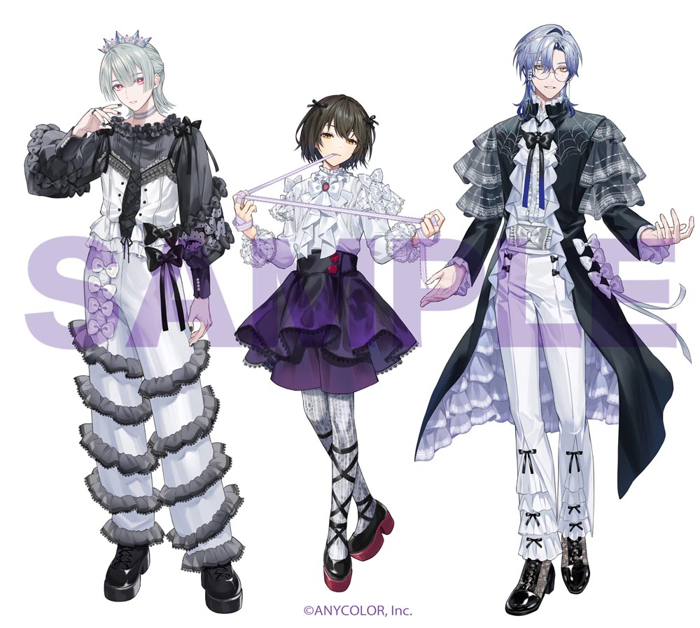 3boys, bespectacled, black_boots, black_bow, black_bowtie, black_coat, black_hair, black_nails