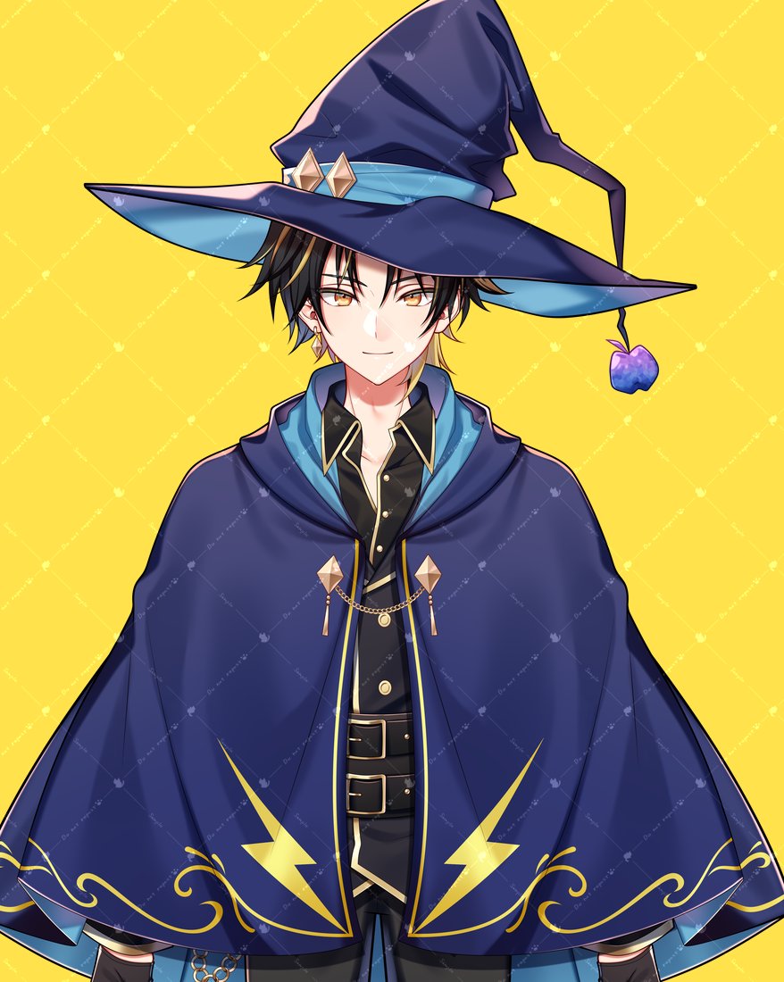 1boy, belt, black_belt, black_gloves, black_hair, black_pants, blue_capelet, capelet