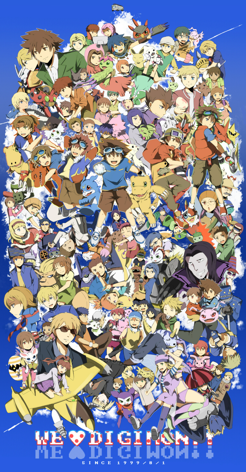 00s, 6+boys, 6+girls, absolutely_everyone, agnimon, agumon, ai_(digimon), akiyama_ryo