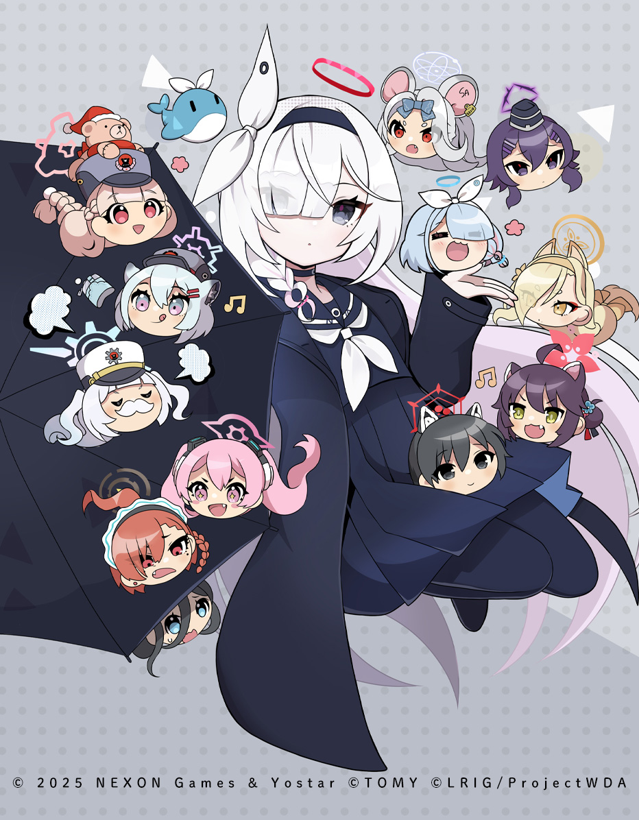 1girl, aris_(blue_archive), arona_(blue_archive), black_choker, black_jacket, black_pantyhose, black_shirt, black_skirt