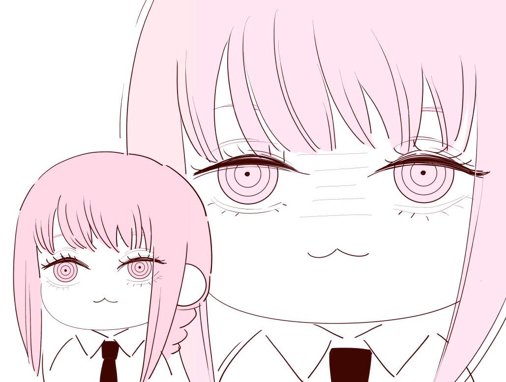 1girl, :3, chainsaw_man, chibi, chibi_only, closed_mouth, collared_shirt, deer60868637