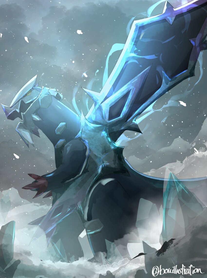 absurdres, artist_name, baxcalibur, blue_claws, blue_skin, bo_(bouillustration), colored_sclera, colored_skin