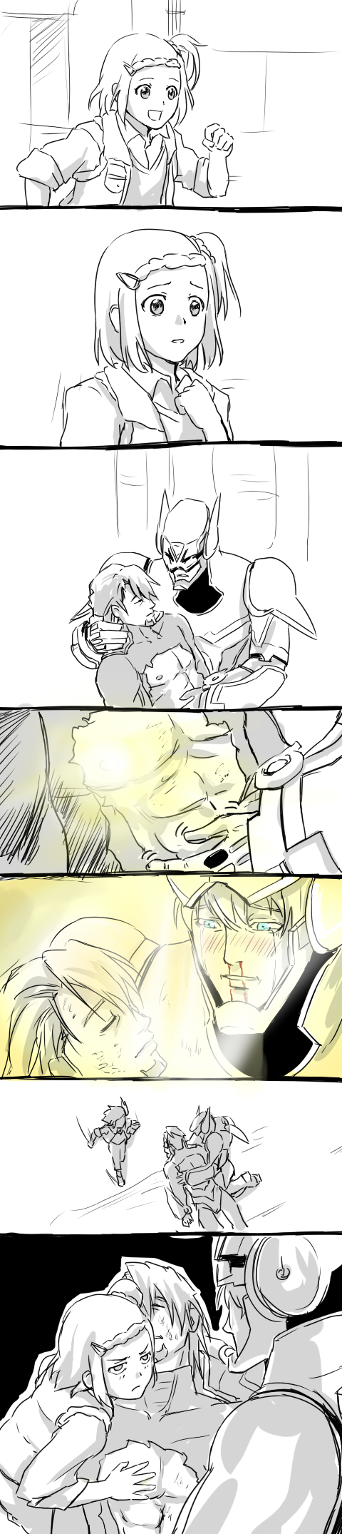 10s, 1girl, 2boys, abs, age_difference, barnaby_brooks_jr., blood, braid