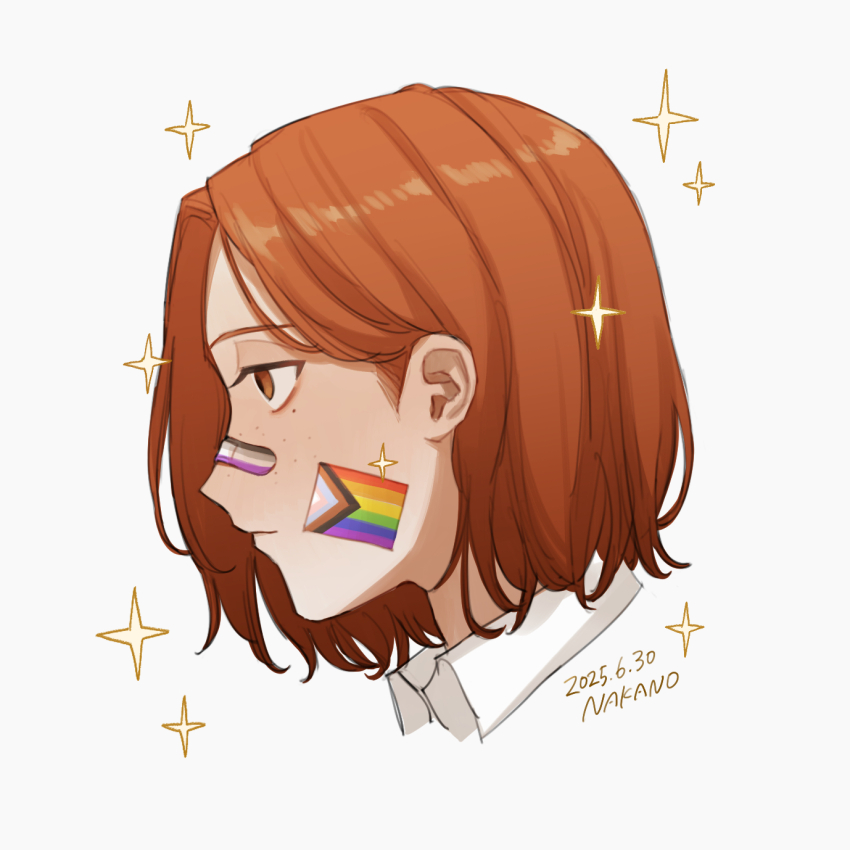 1other, androgynous, asexual_flag, bandaid, bandaid_on_face, bandaid_on_nose, commentary, cropped_head