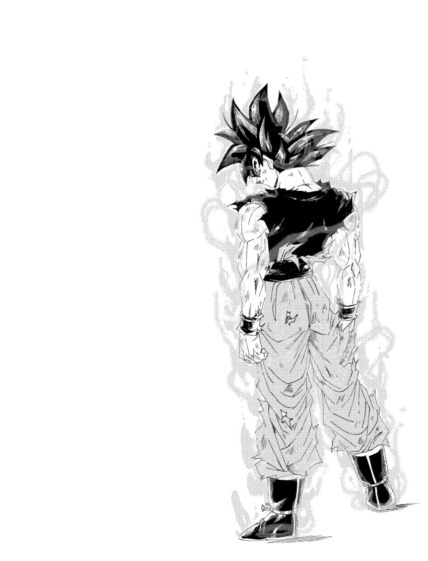 1boy, aura, boots, dragon_ball, dragon_ball_super, fenyon, from_behind, full_body